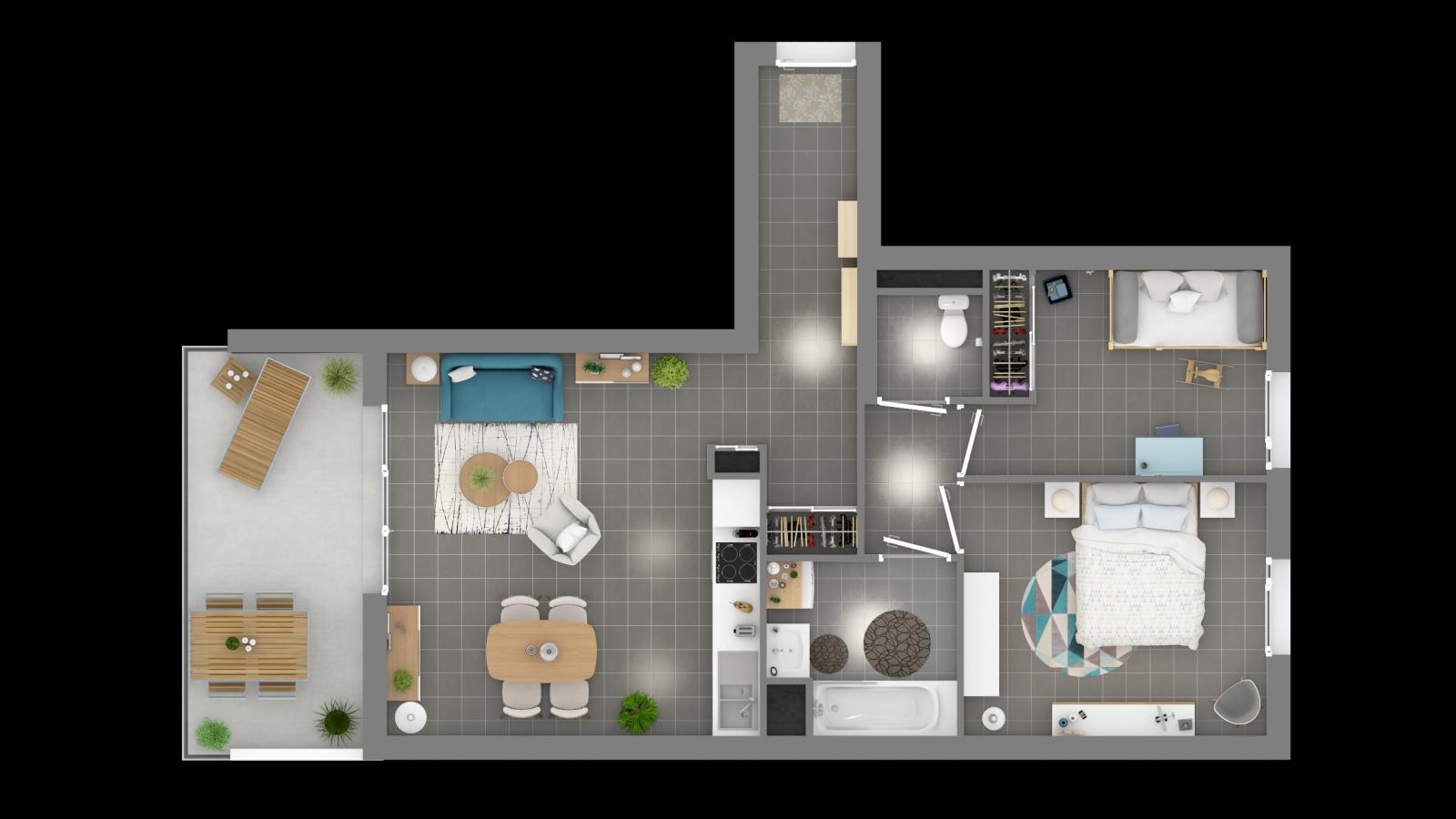 
																																							3 pièces - 
																																						RDC - 62m² - 1 067,85 € - Photo #6