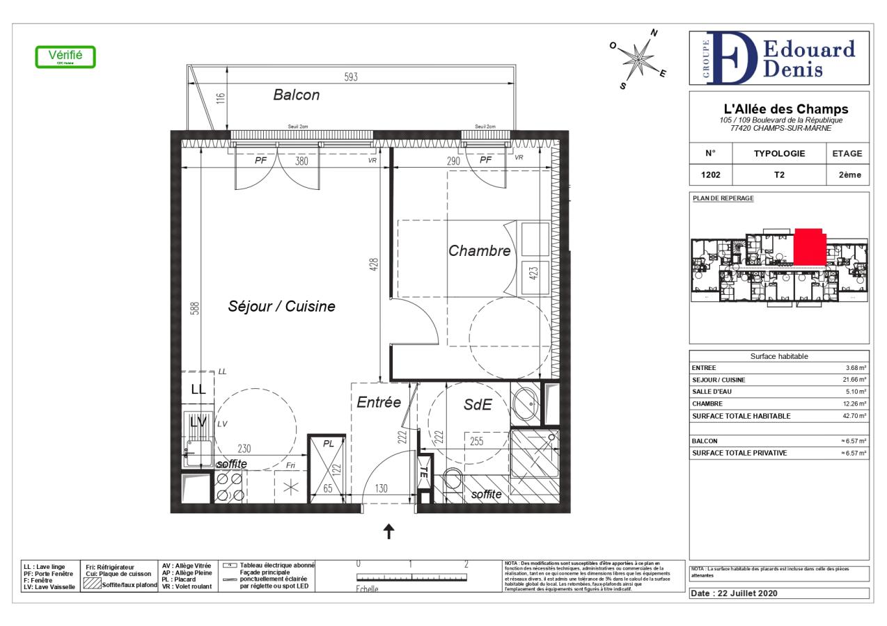 
																																							3 pièces - 
																																						2ème étage - 60m² - 1 145,90 € - Photo #6