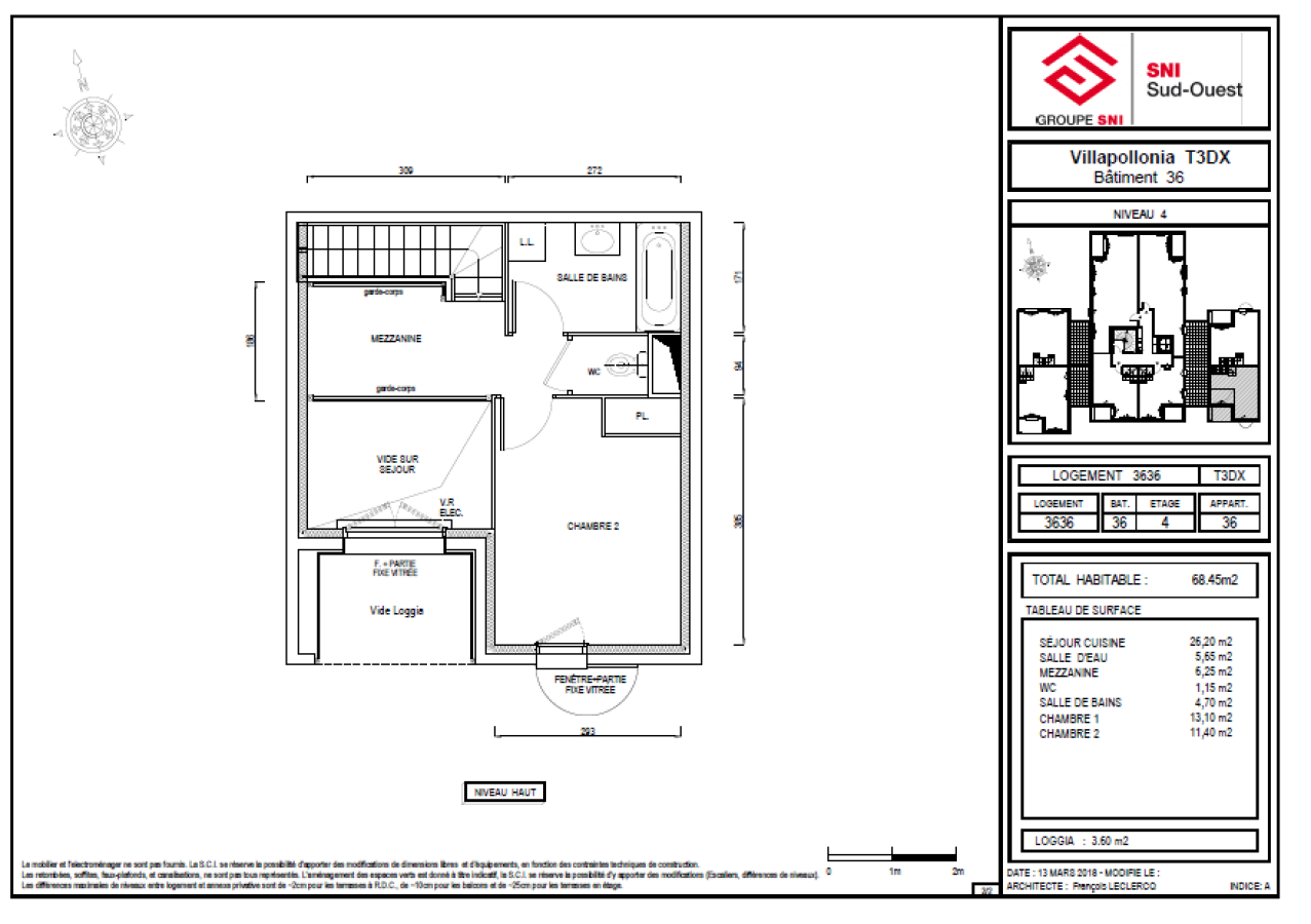 
																																							3 pièces - 
																																						3ème étage - 68m² - 1 066,79 € - Photo #6