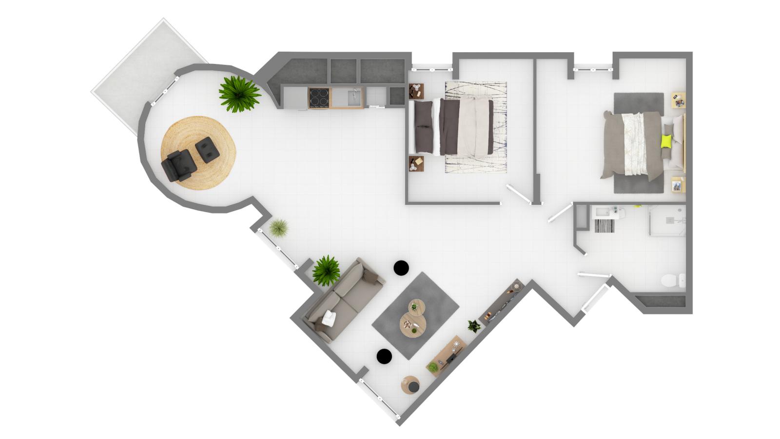 2 pièces - 3ème étage - 79m² - 1 318,72 € - Photo #3