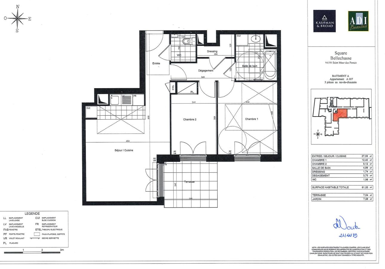 3 pièces - RDC - 62m² - 1 438,73 € - Photo #0