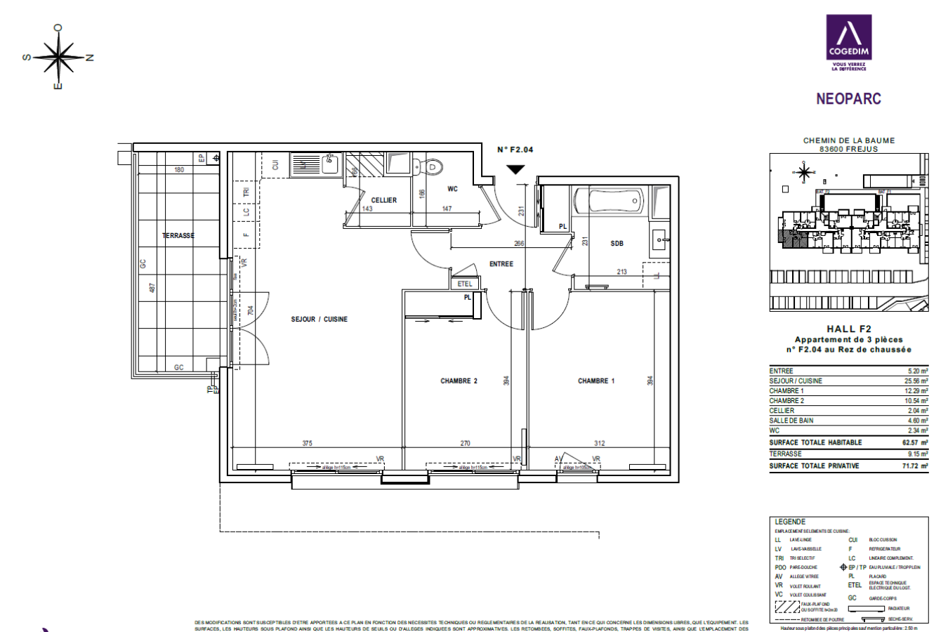
																			3 pièces - 
																		RDC - 63m² - 891,75 € - Photo #0