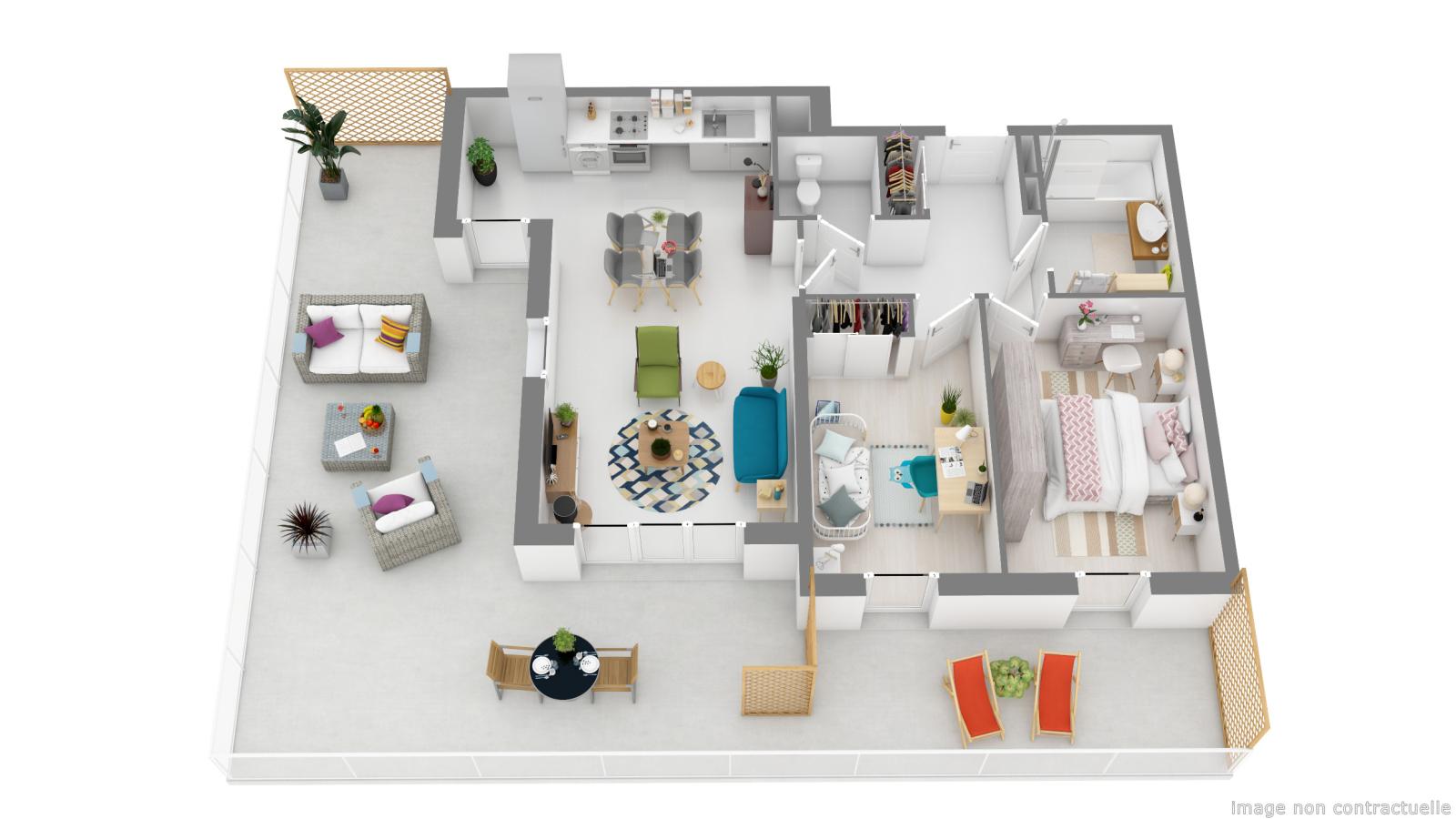 
																																							3 pièces - 
																																						1er étage - 62m² - 1 333,47 € - Photo #2