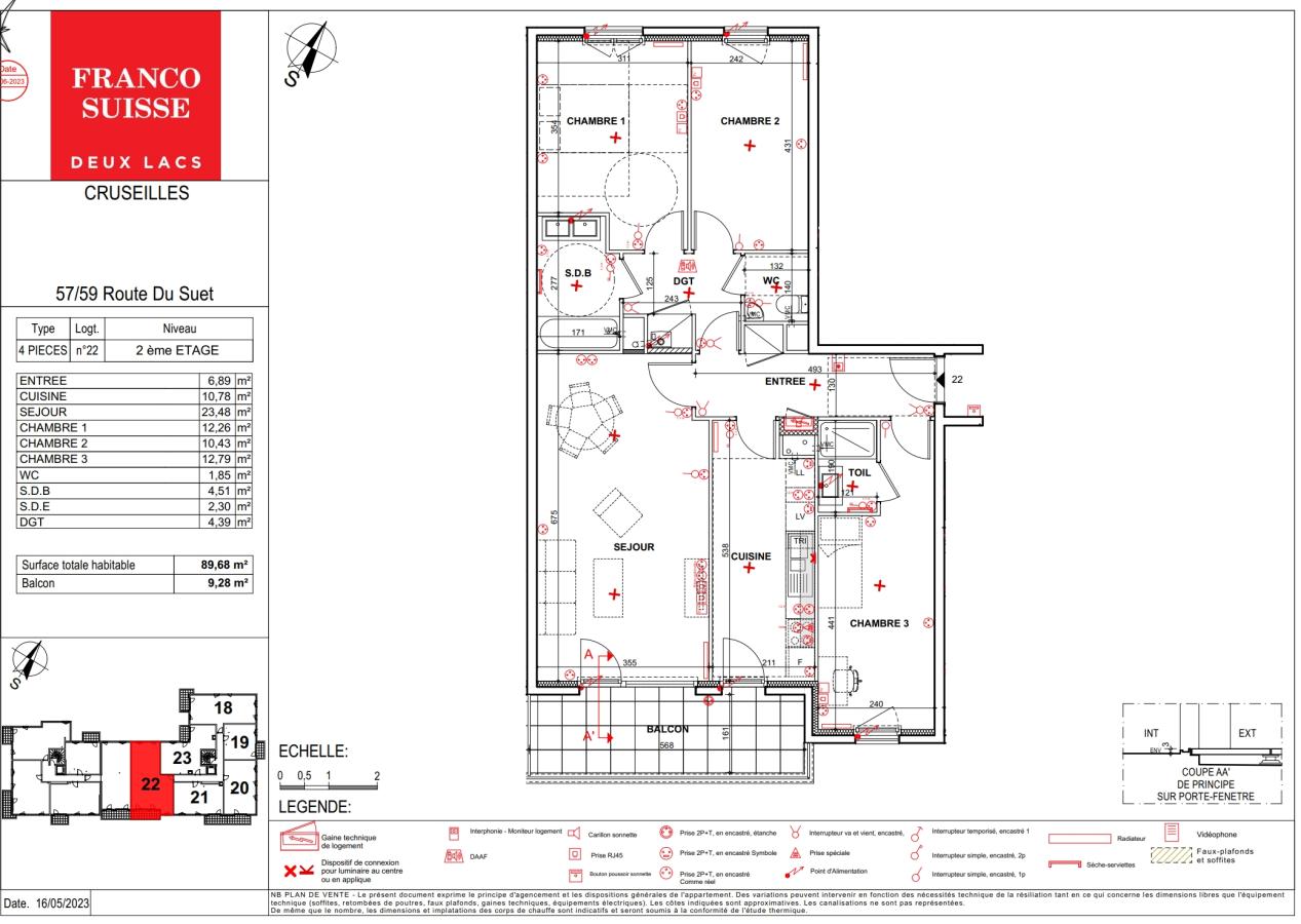 
																			4 pièces - 
																		2ème étage - 90m² - 1 376,74 € - Photo #3