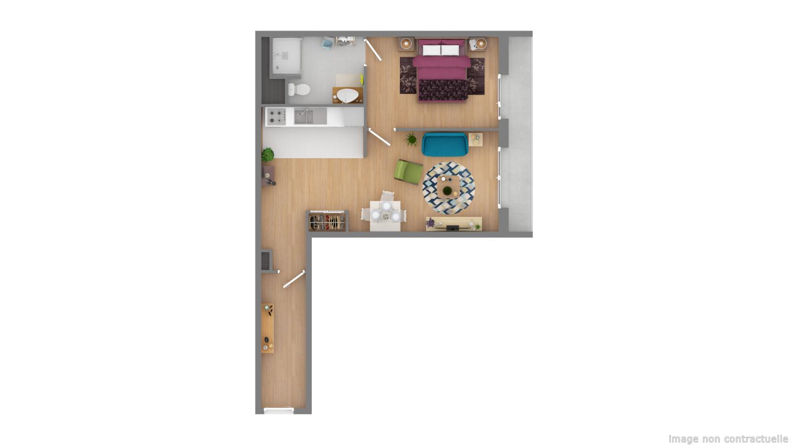 
																			2 pièces - 
																		3ème étage - 50m² - 711,02 € - Photo #0