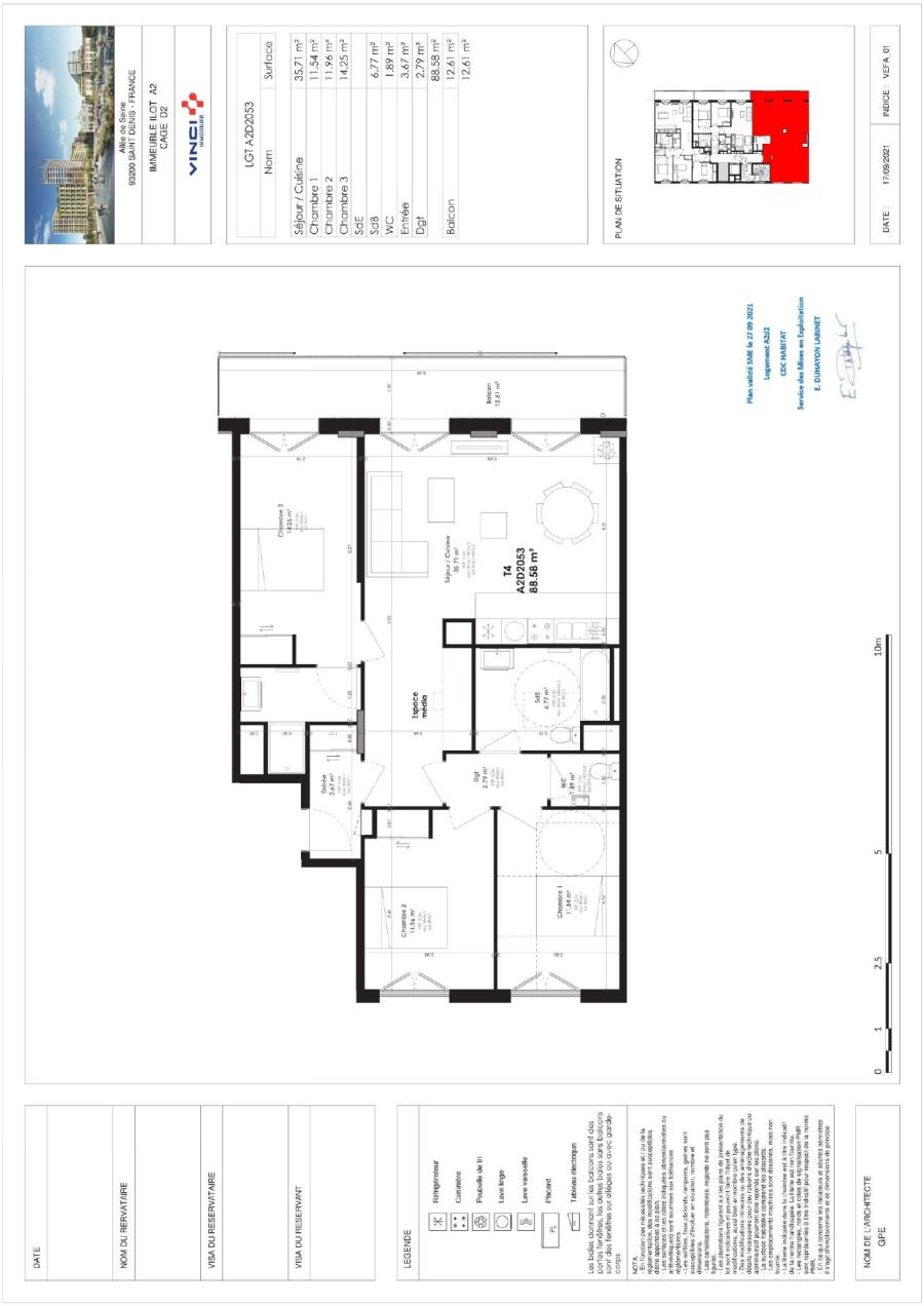 
																			4 pièces - 
																		5ème étage - 93m² - 1 796,00 € - Photo #1