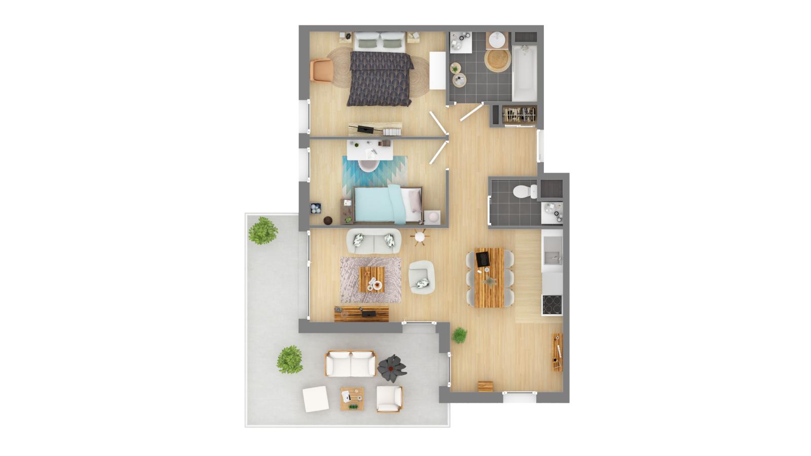 3 pièces - 1er étage - 65m² - 822,39 € - Photo #2