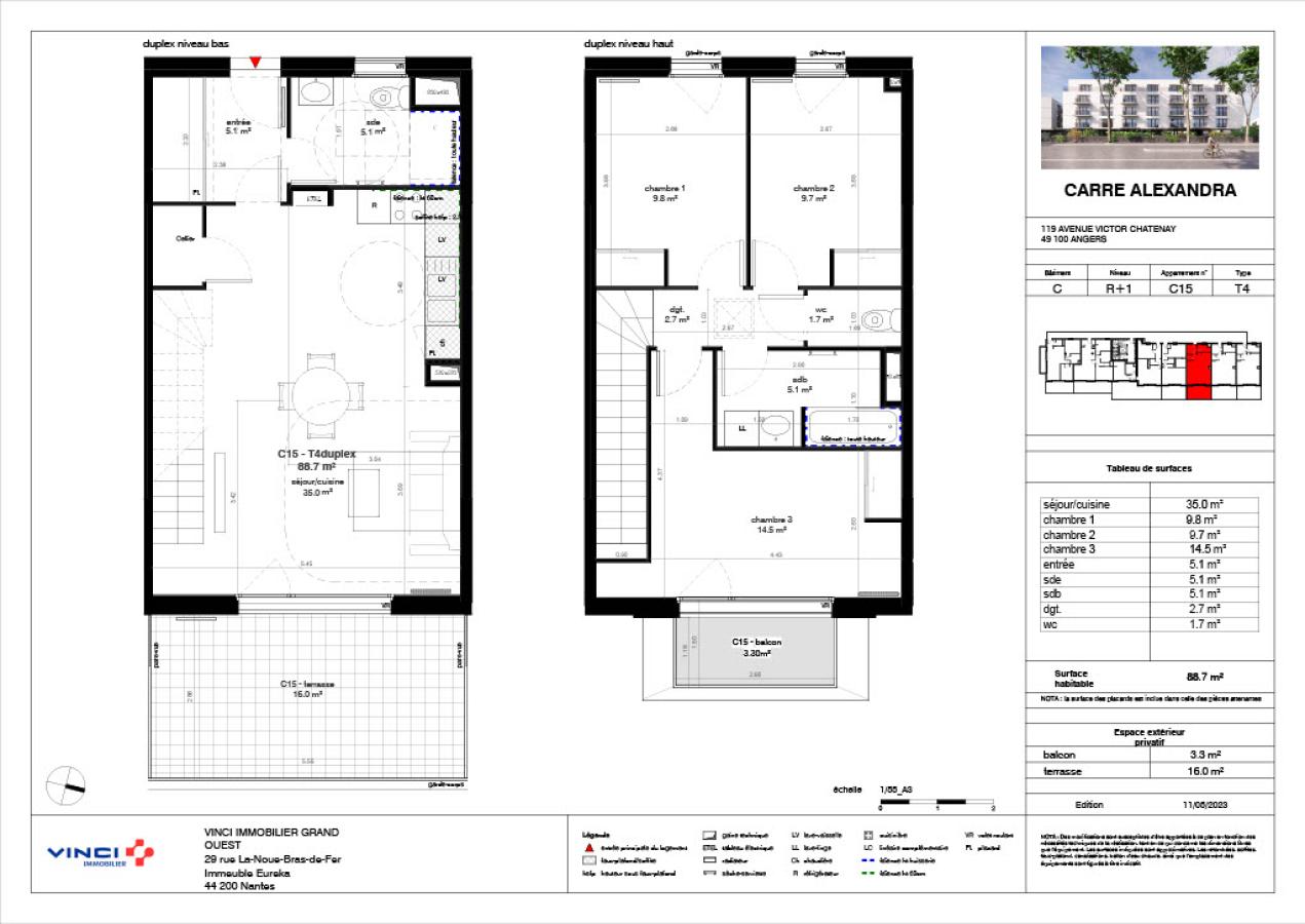 
																																							4 pièces - 
																																						1er étage - 89m² - 993,70 € - Photo #1