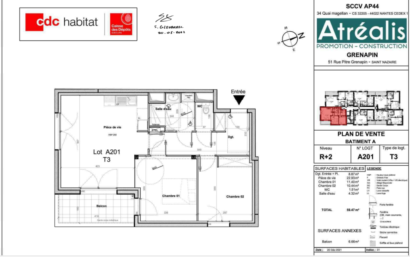 
																																							3 pièces - 
																																						2ème étage - 59m² - 675,81 € - Photo #3