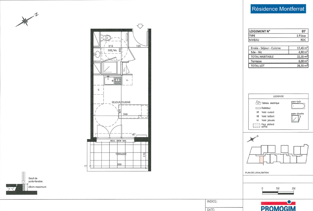 
																																							1 pièce - 
																																						RDC - 22m² - 448,55 € - Photo #1