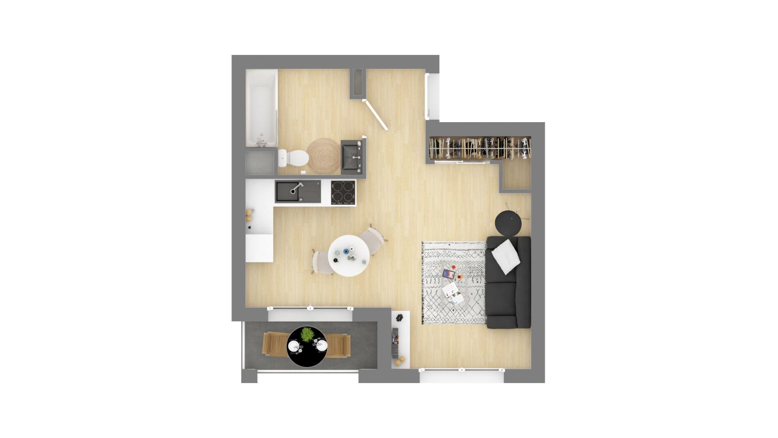 2 pièces - 5ème étage - 46m² - 754,99 € - Photo #1