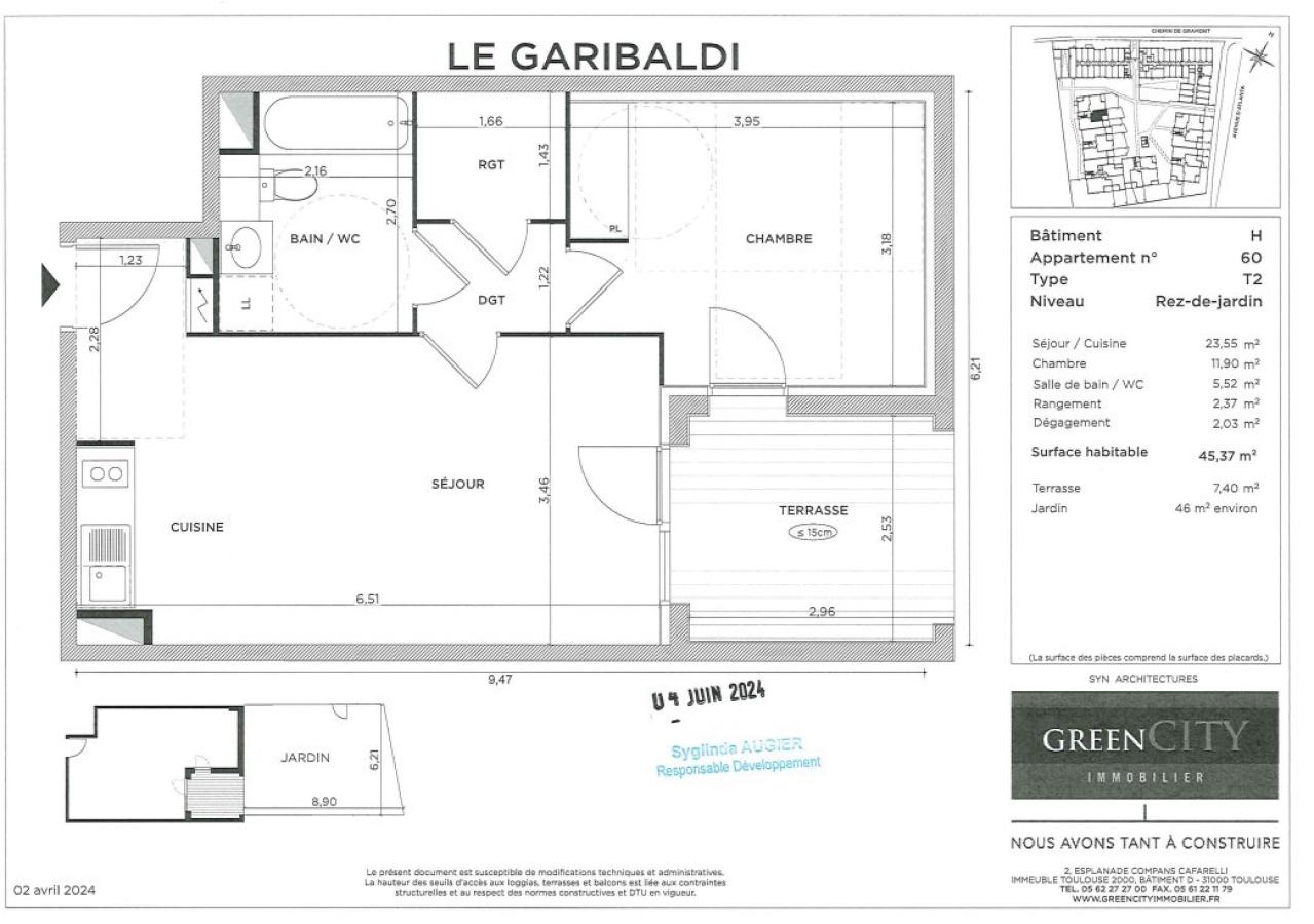 2 pièces - RDC - 45m² - 705,90 € - Photo #2