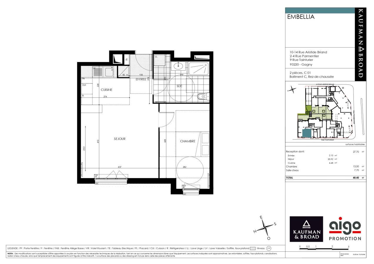 
																			2 pièces - 
																		RDC - 48m² - 907,15 € - Photo #1