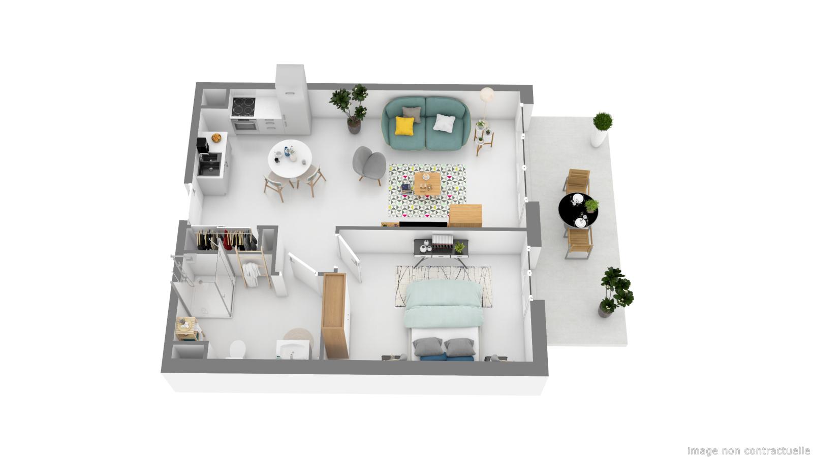 
																																							2 pièces - 
																																						RDC - 44m² - 873,37 € - Photo #2