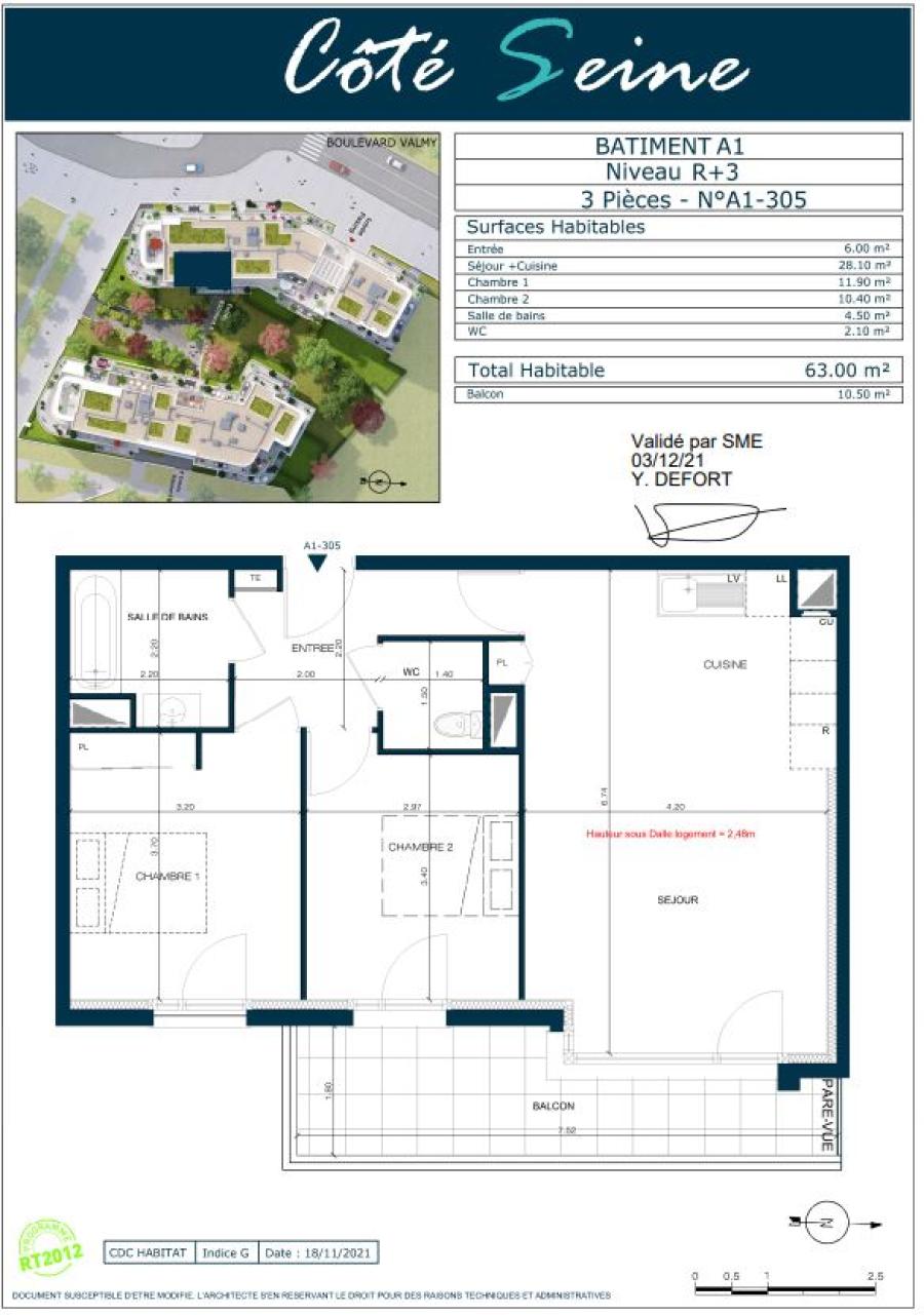 3 pièces - 3ème étage - 63m² - 1 384,92 € - Photo #7