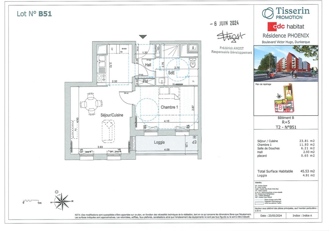 
																																							2 pièces - 
																																						5ème étage - 46m² - 725,06 € - Photo #1