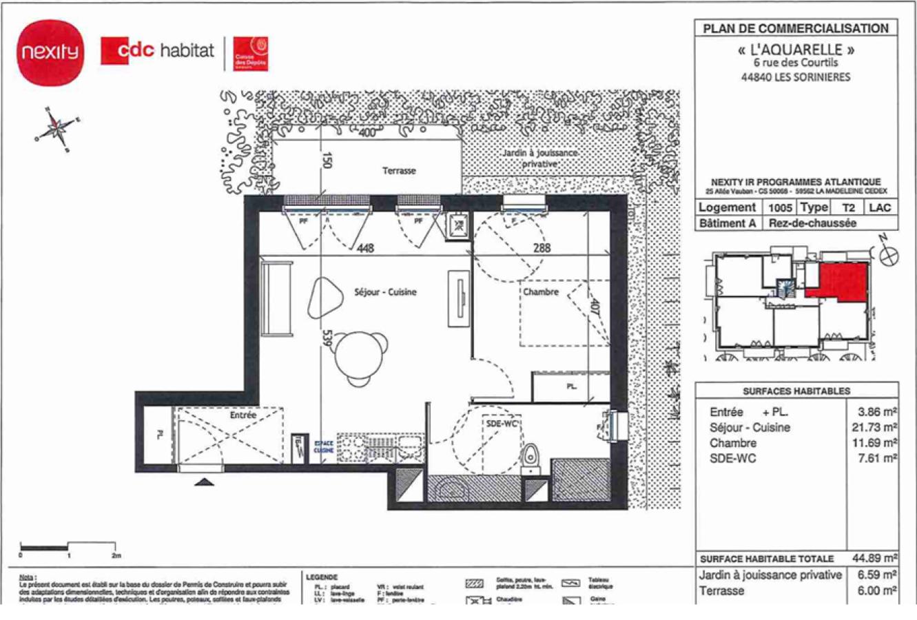 
																																							2 pièces - 
																																						RDC - 45m² - 670,88 € - Photo #1