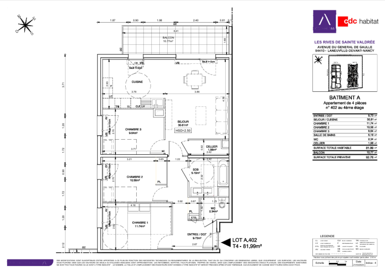 
																																							4 pièces - 
																																						4ème étage - 82m² - 1 022,04 € - Photo #1