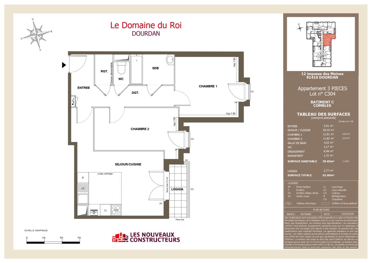 3 pièces - 3ème étage - 60m² - 912,04 € - Photo #1