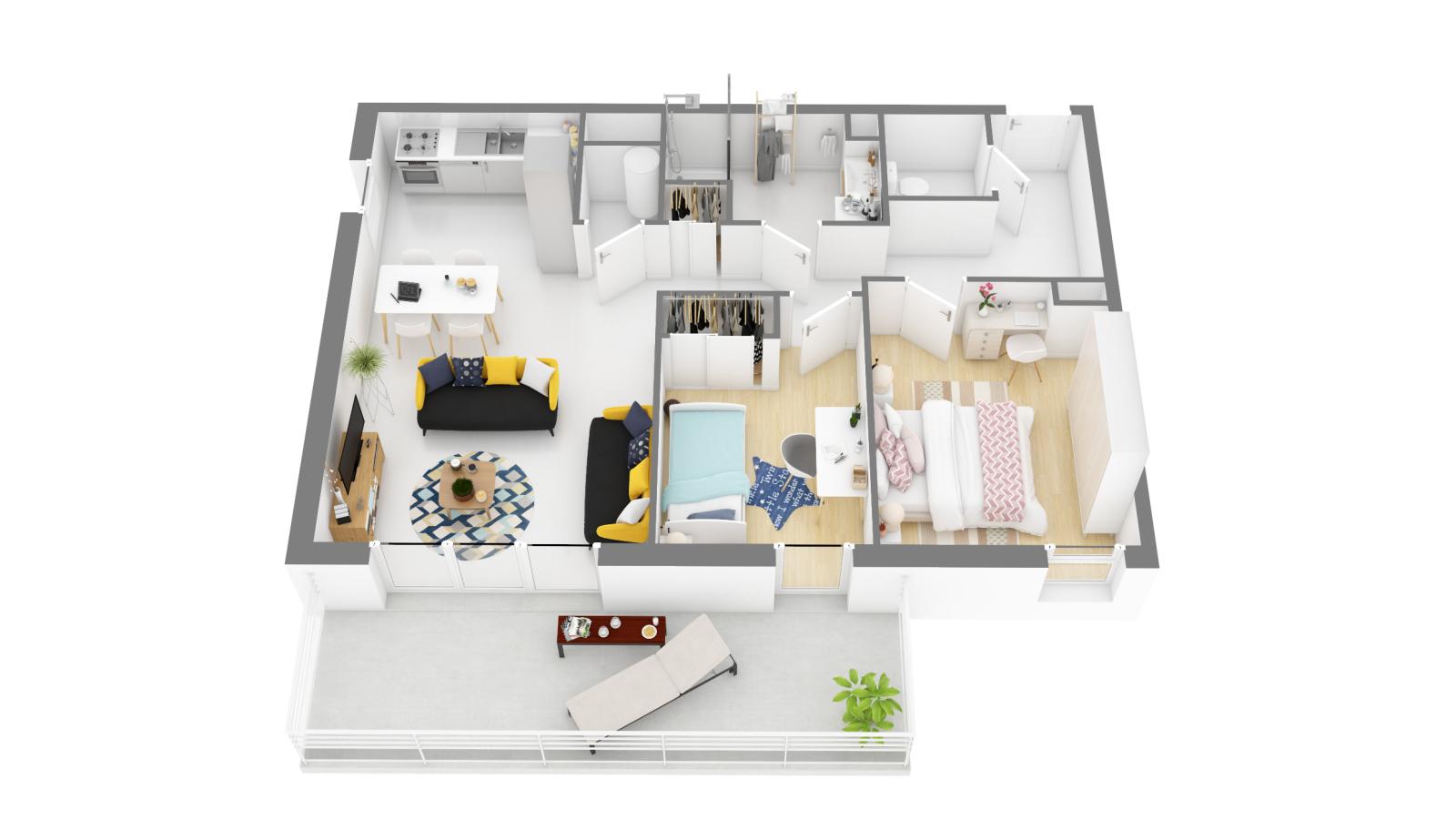 3 pièces - 2ème étage - 65m² - 747,45 € - Photo #0