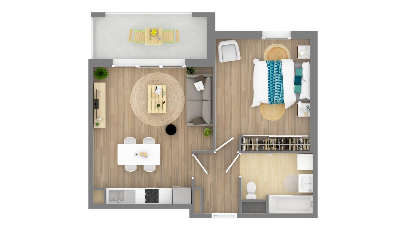 
																																							2 pièces - 
																																						2ème étage - 46m² - 743,36 € - Photo #3