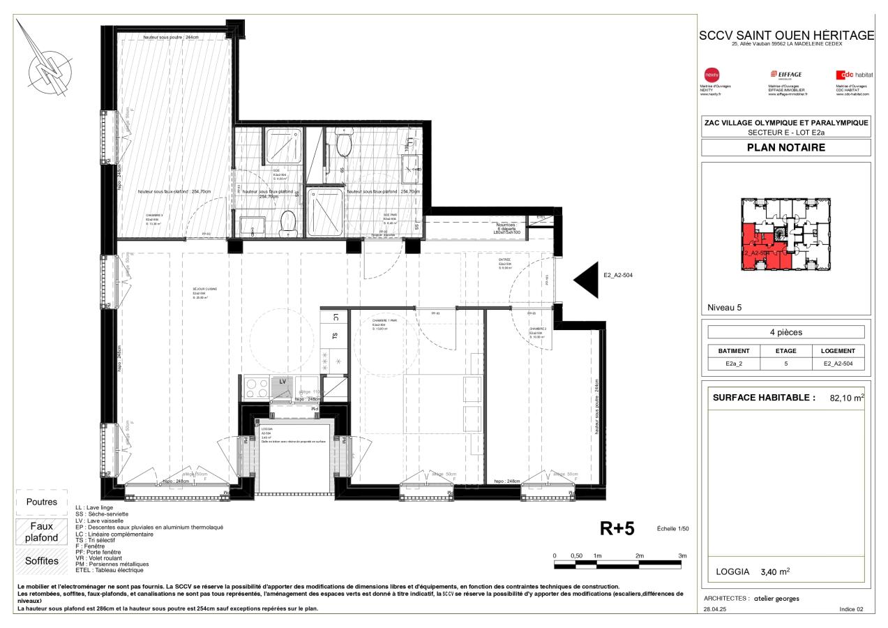 
																																							4 pièces - 
																																						5ème étage - 82m² - 1 615,91 € - Photo #1