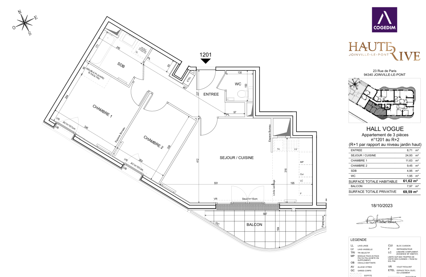 3 pièces - 2ème étage - 62m² - 1 607,28 € - Photo #0