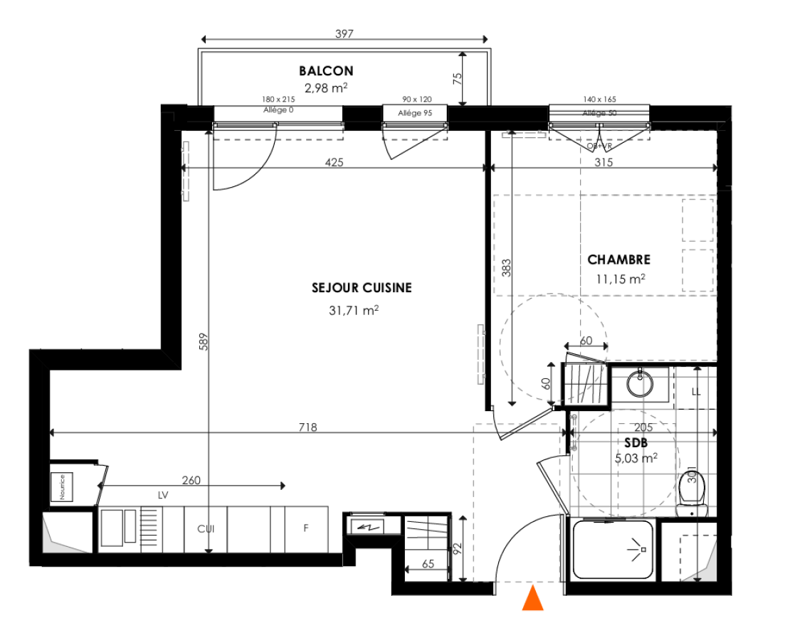 2 pièces - 2ème étage - 48m² - 701,37 € - Photo #3