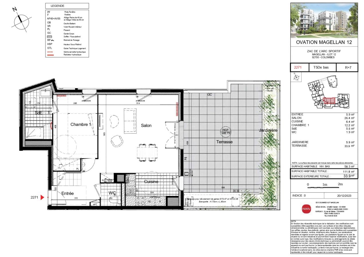 
																																							5 pièces - 
																																						7ème étage - 114m² - 2 363,54 € - Photo #1