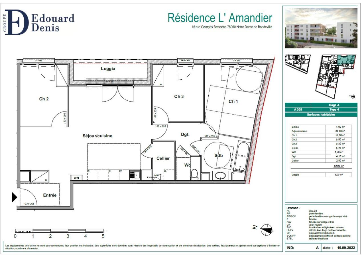 
																																							4 pièces - 
																																						3ème étage - 83m² - 882,72 € - Photo #4