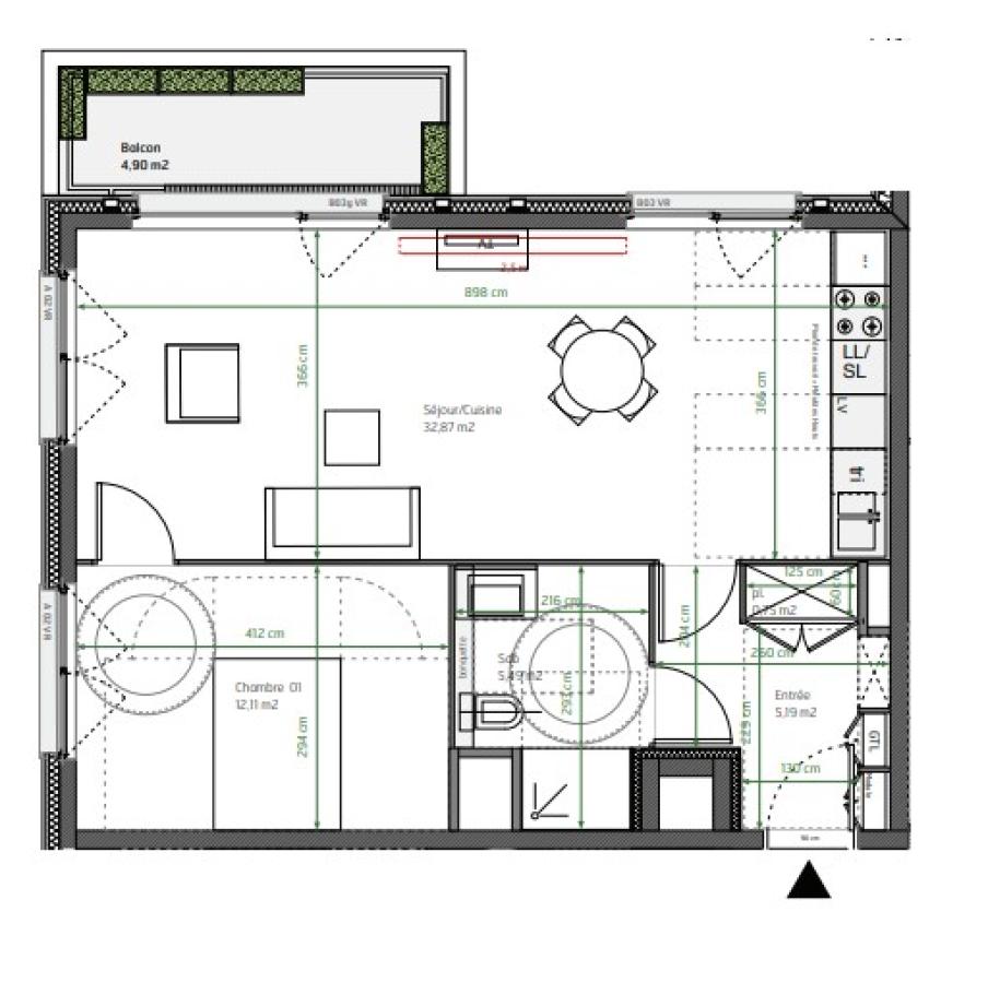 
																																							2 pièces - 
																																						3ème étage - 56m² - 810,12 € - Photo #4