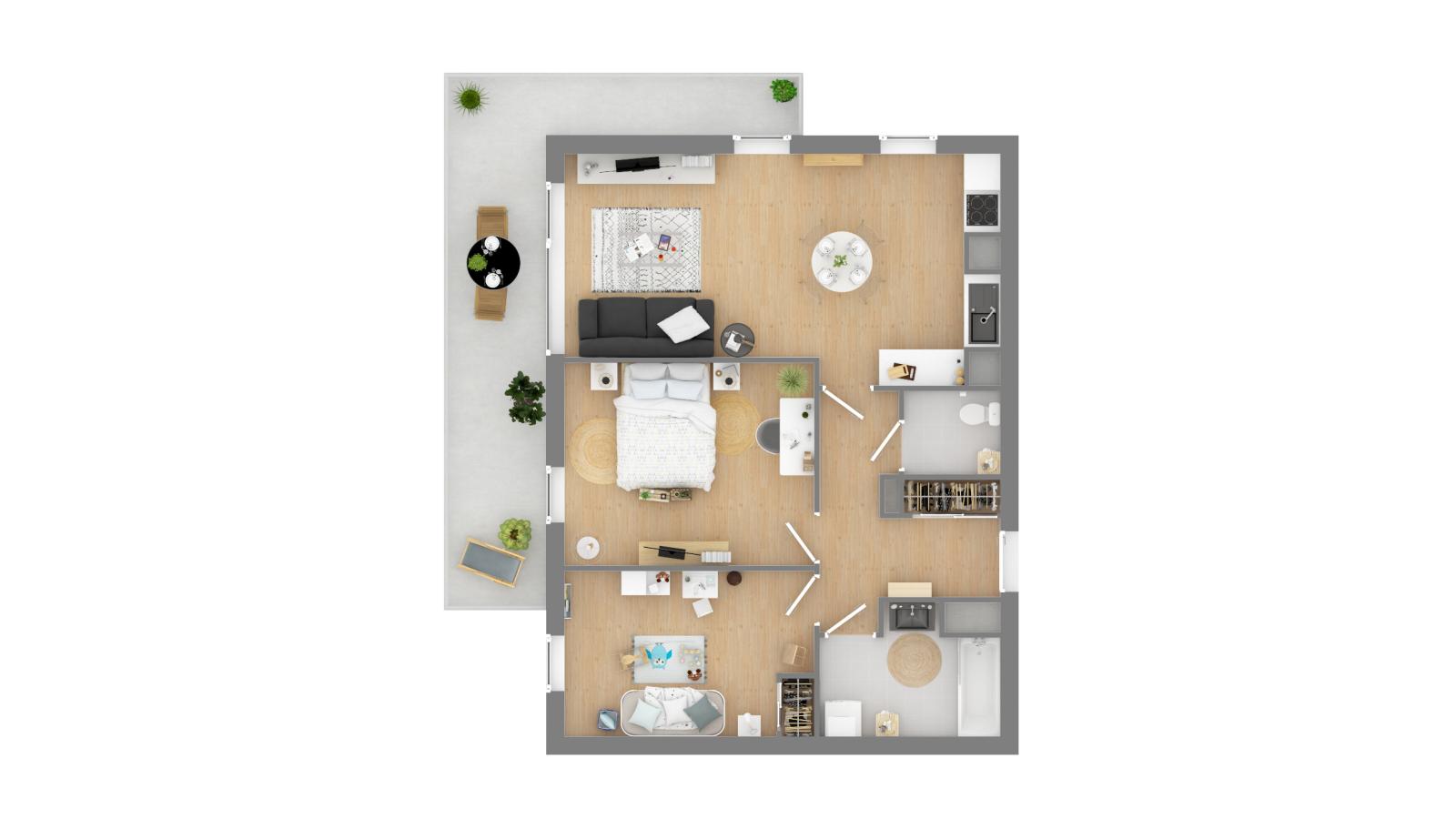 
																			3 pièces - 
																		1er étage - 66m² - 747,07 € - Photo #4