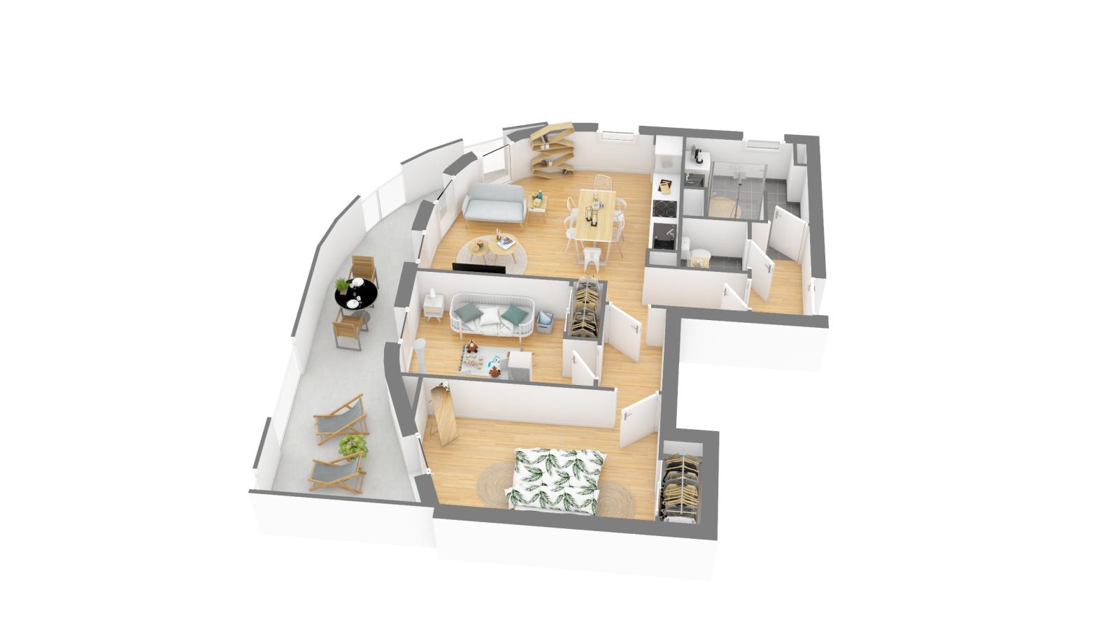 
																																							3 pièces - 
																																						2ème étage - 60m² - 871,71 € - Photo #2