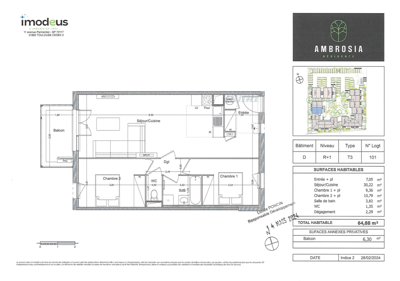 3 pièces - 1er étage - 65m² - 610,55 € - Photo #1