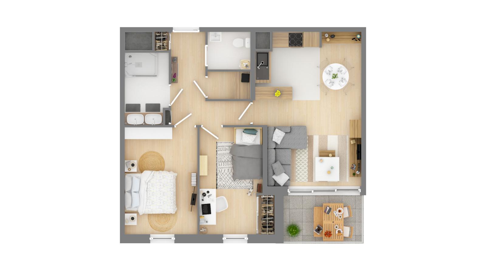 
																																							4 pièces - 
																																						3ème étage - 79m² - 242 300 € - Photo #2