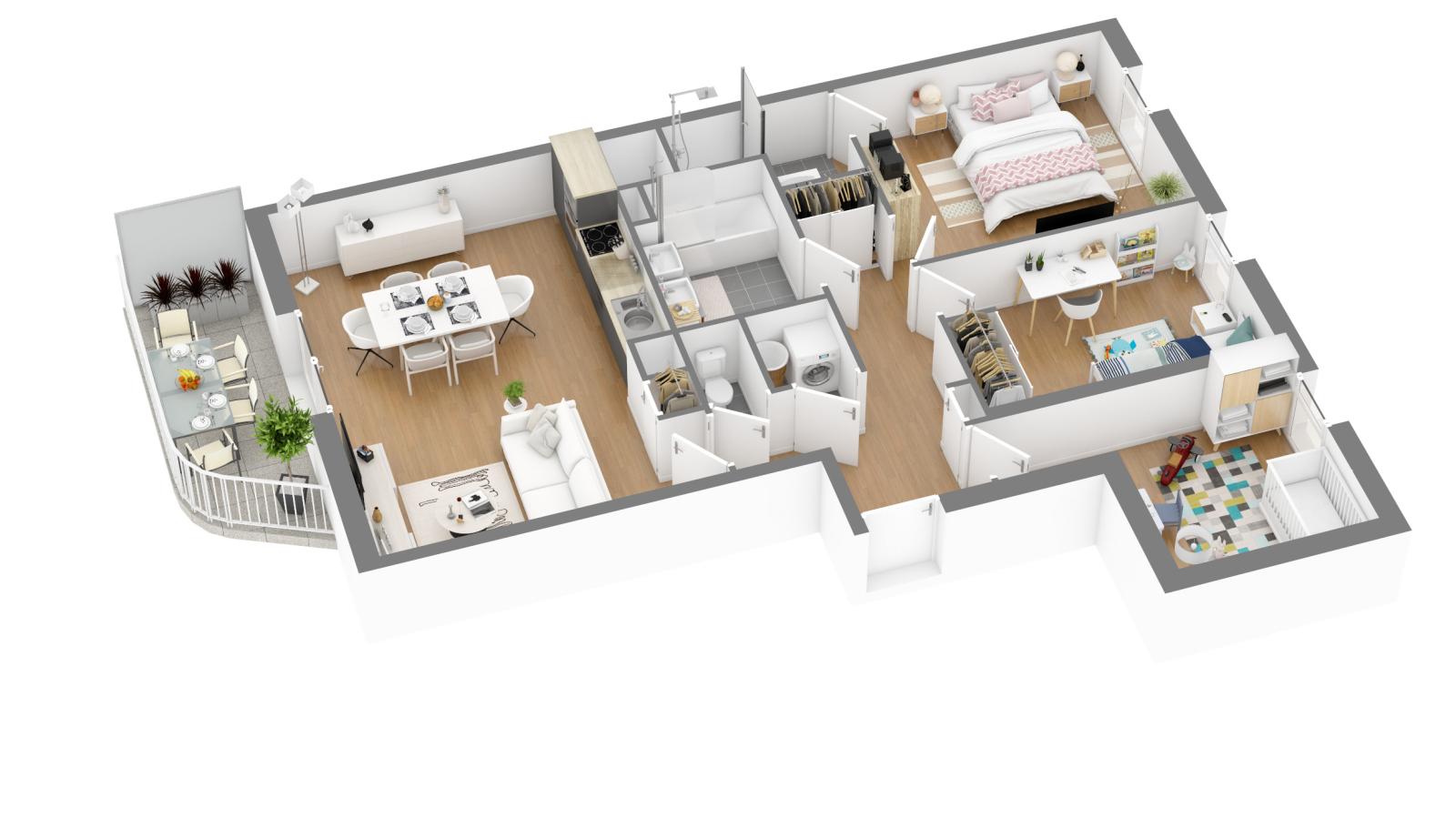 
																																							4 pièces - 
																																						3ème étage - 81m² - 1 110,08 € - Photo #3