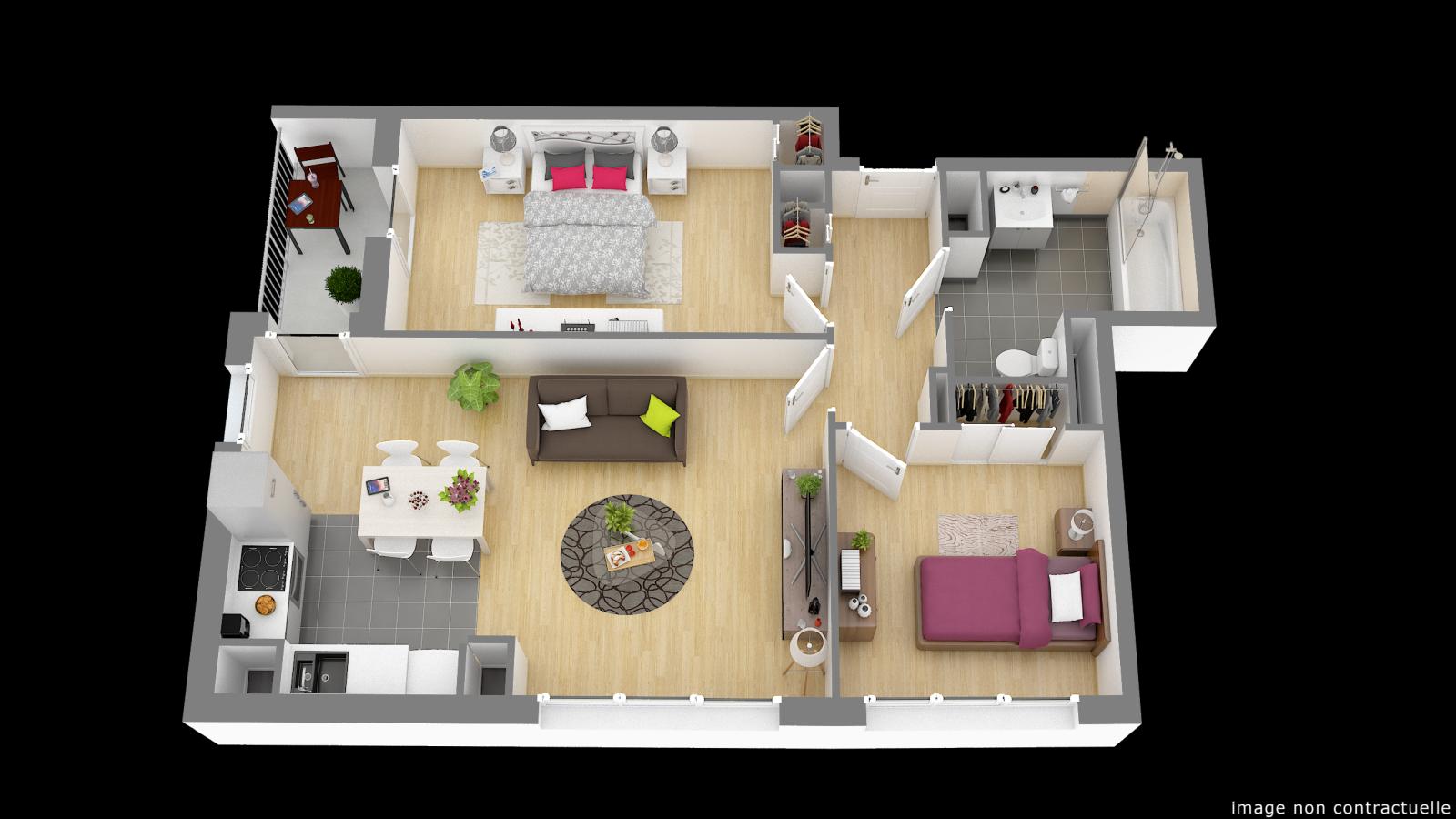 3 pièces - 2ème étage - 60m² - 908,89 € - Photo #1
