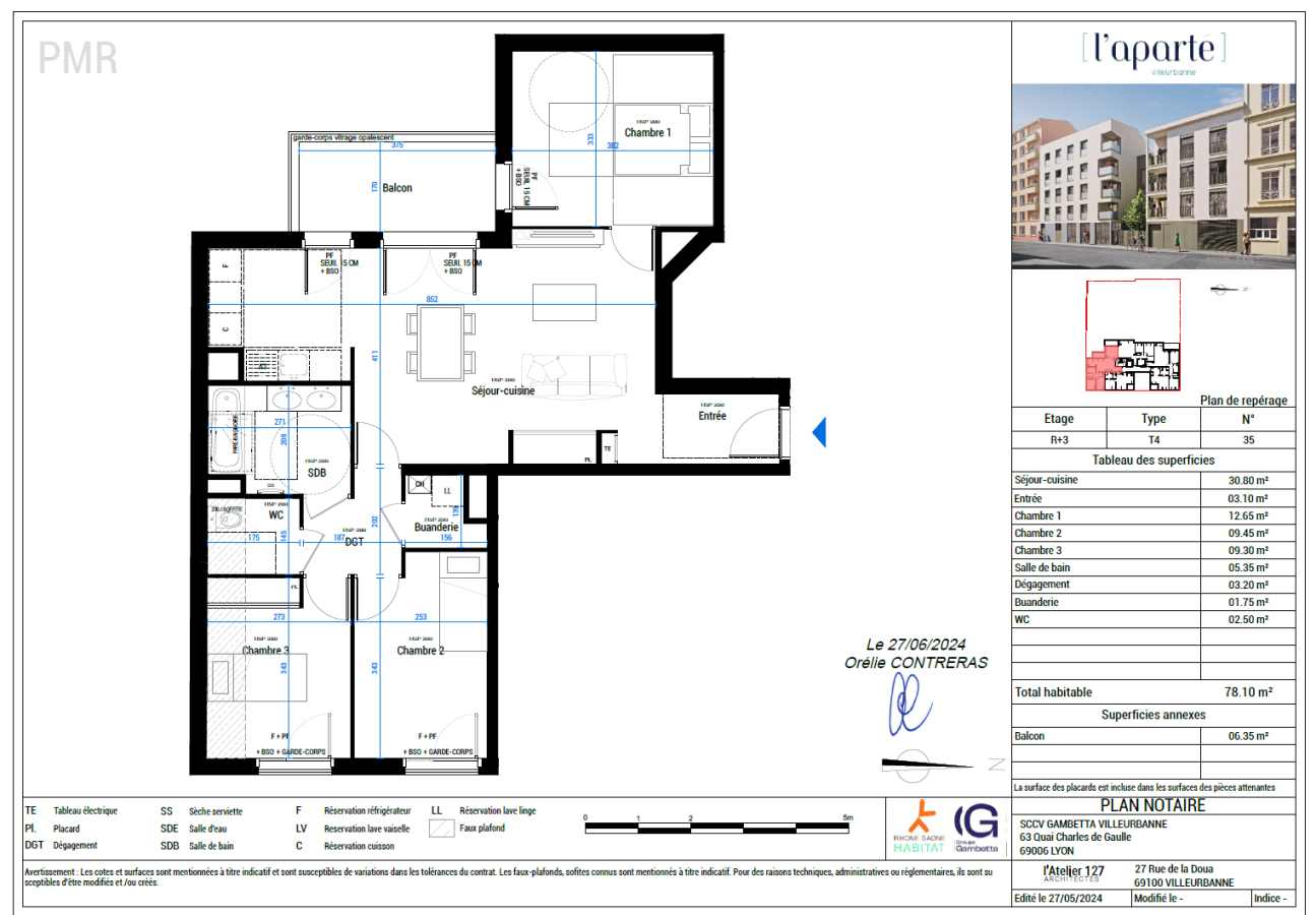 
																																							4 pièces - 
																																						3ème étage - 78m² - 1 183,90 € - Photo #1
