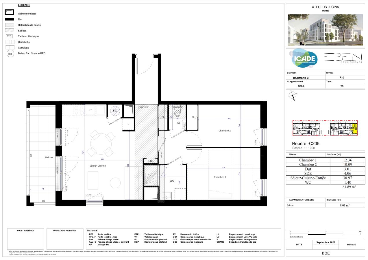 3 pièces - 2ème étage - 62m² - 770,69 € - Photo #1
