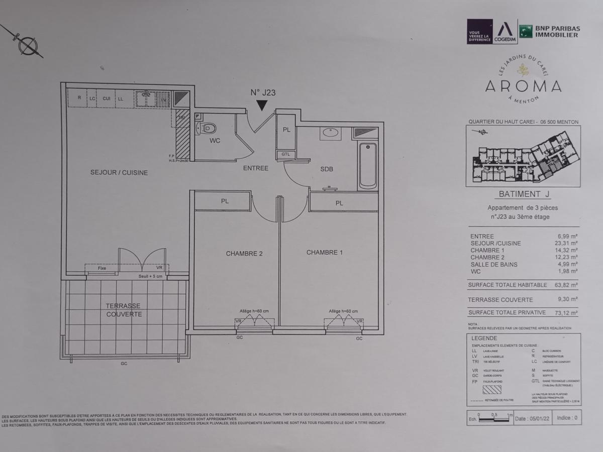 
																																							3 pièces - 
																																						3ème étage - 64m² - 1 087,27 € - Photo #1