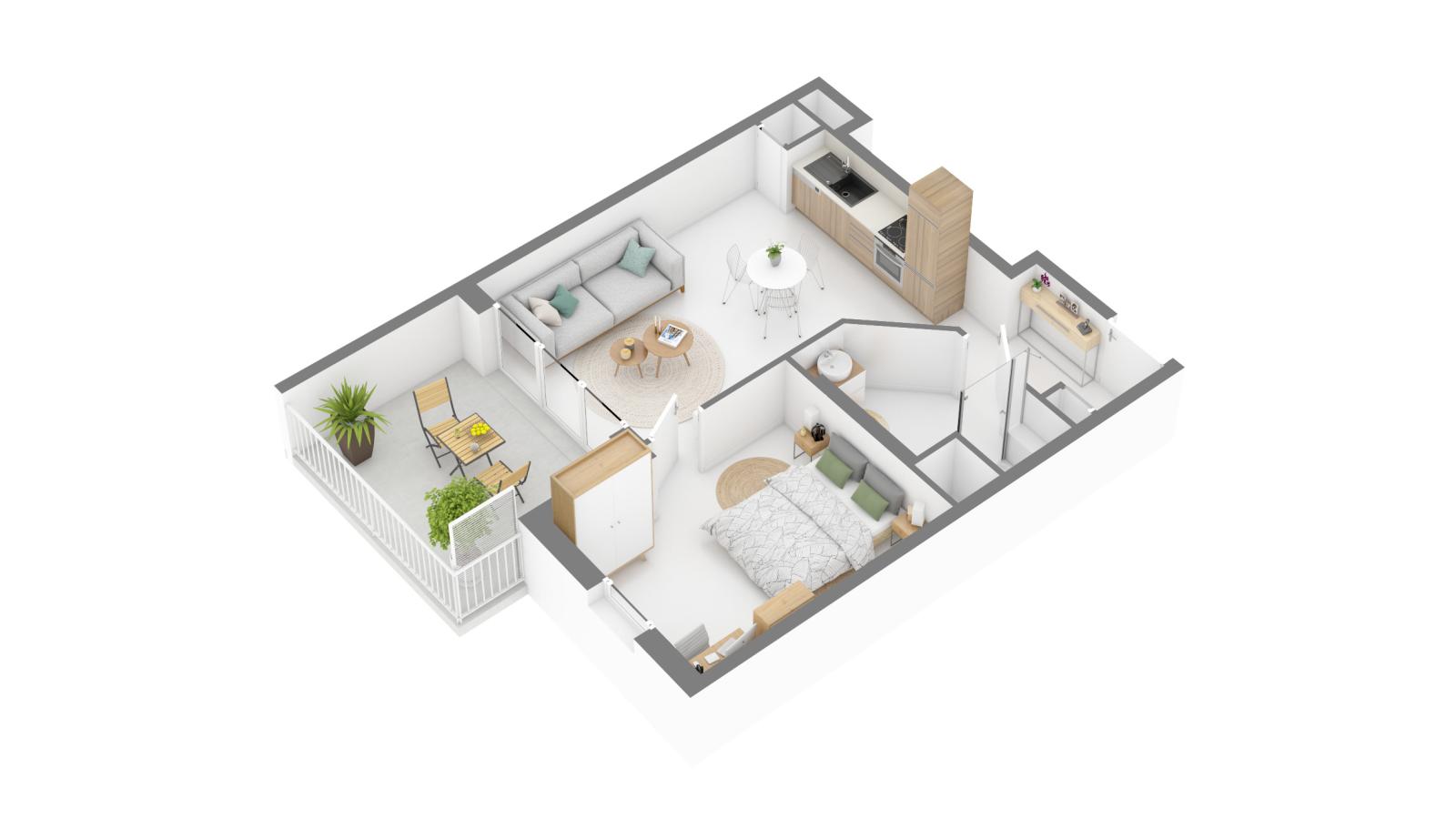 
																																							2 pièces - 
																																						1er étage - 38m² - 697,56 € - Photo #5