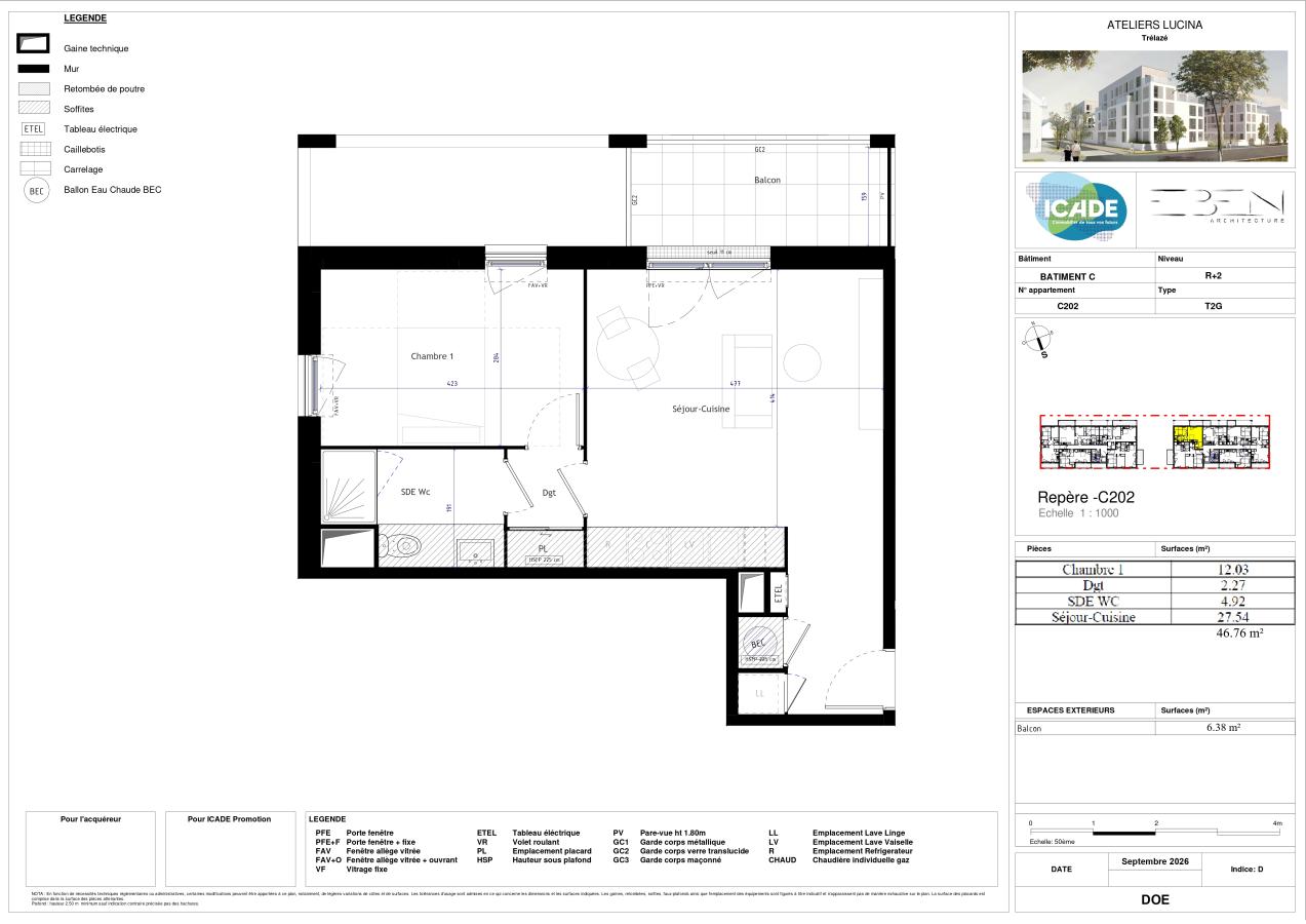 
																																							2 pièces - 
																																						2ème étage - 47m² - 613,73 € - Photo #1