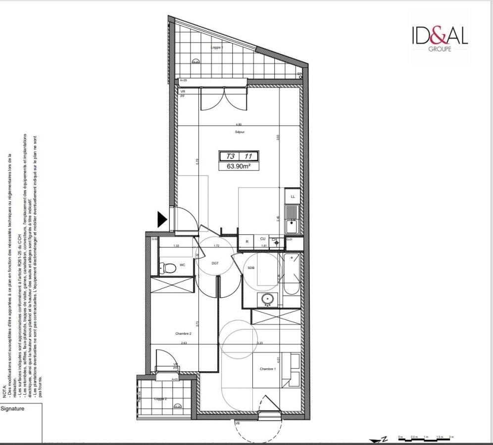 3 pièces - 1er étage - 64m² - 1 107,46 € - Photo #0