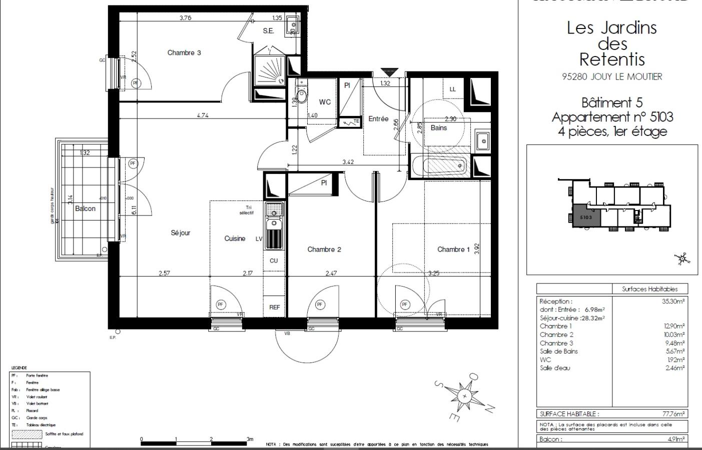 4 pièces - 1er étage - 78m² - 1 216,16 € - Photo #5