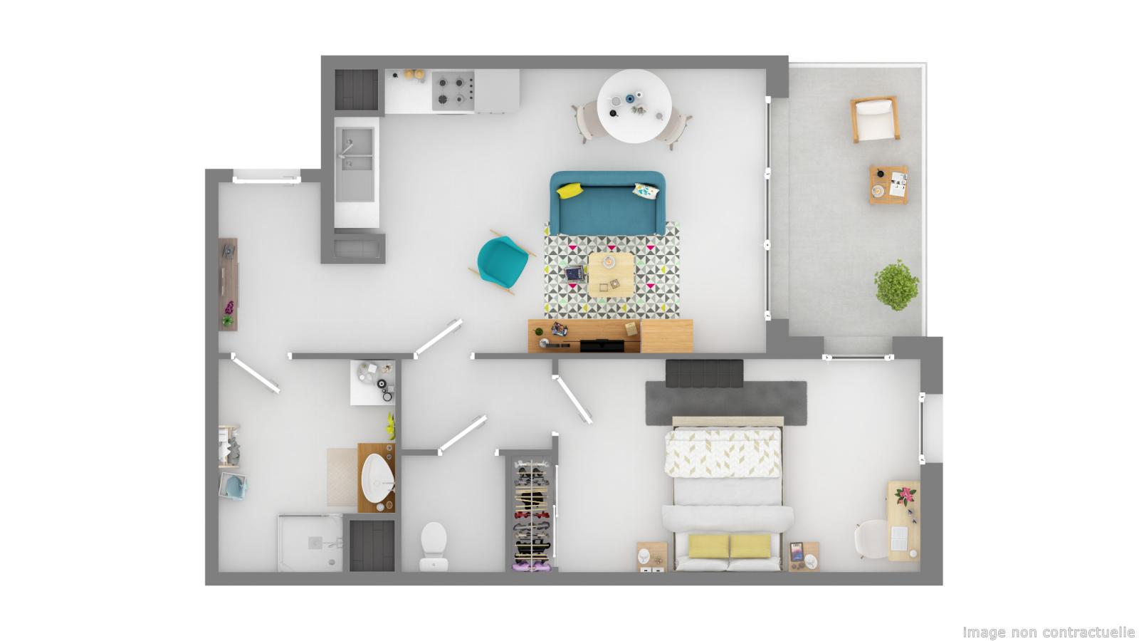 2 pièces - 2ème étage - 50m² - 915,31 € - Photo #3