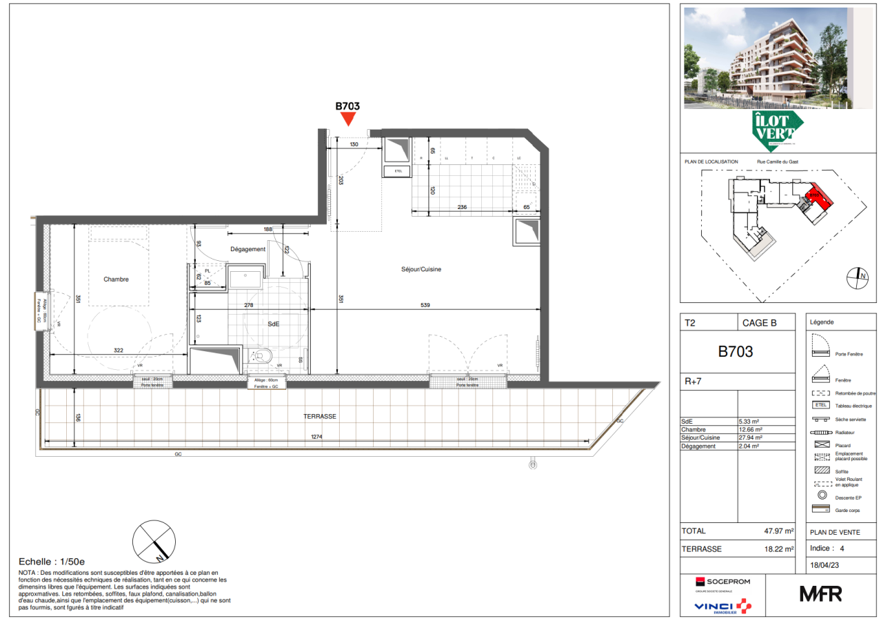 
																			2 pièces - 
																		7ème étage - 48m² - 1 270,88 € - Photo #0