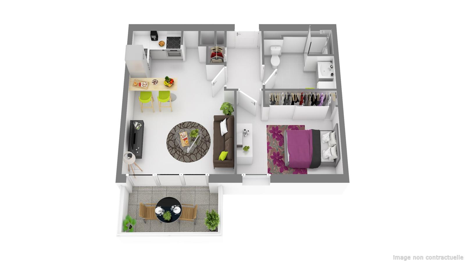 
																																							2 pièces - 
																																						1er étage - 40m² - 543,37 € - Photo #1
