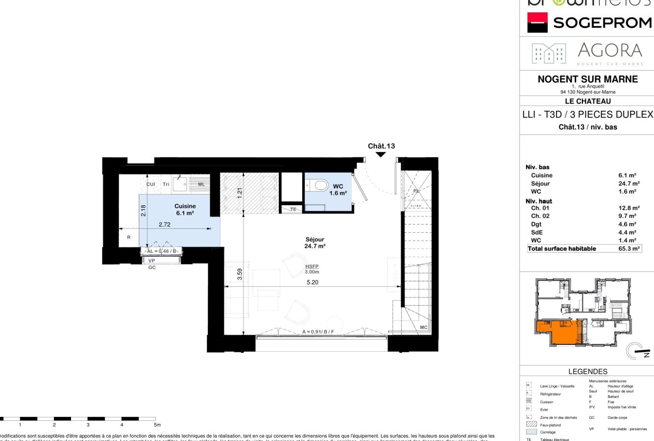 3 pièces - 1er étage - 65m² - 1 473,45 € - Photo #0
