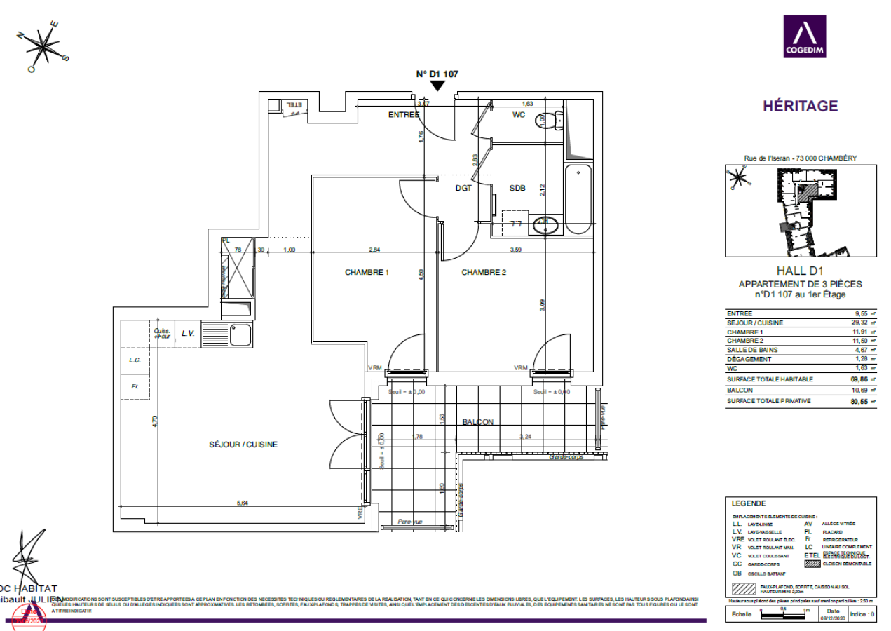 3 pièces - 1er étage - 70m² - 983,61 € - Photo #6