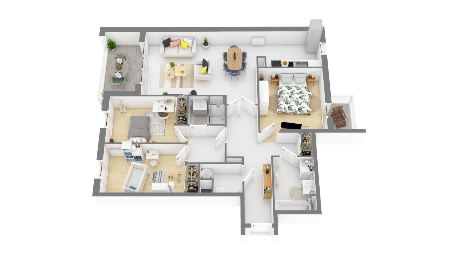 
																																							4 pièces - 
																																						4ème étage - 84m² - 1 438,00 € - Photo #2